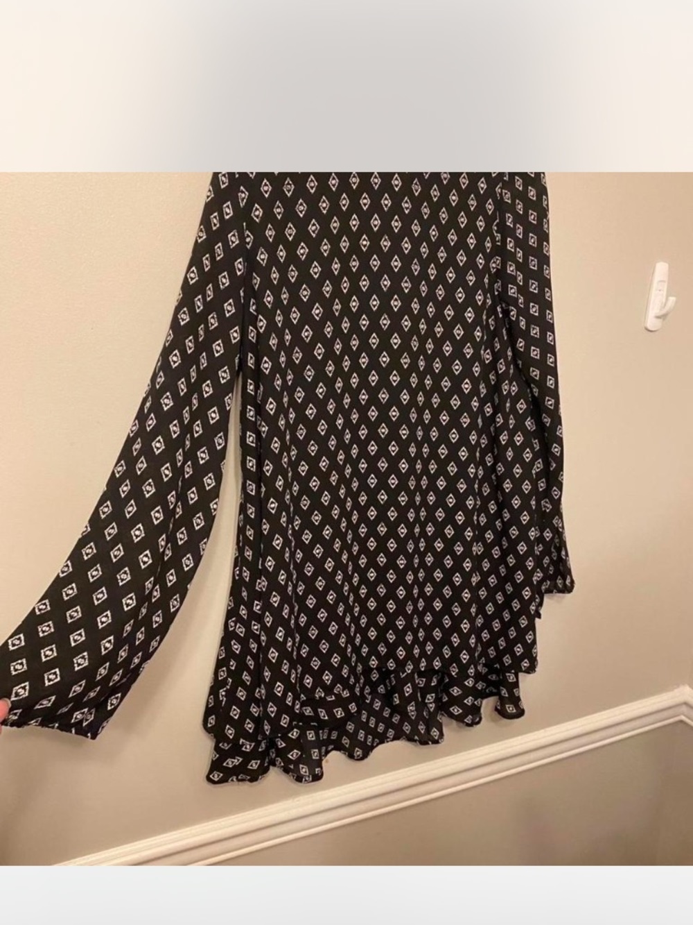 Altar'd State Black Geometric Print Long Sleeve Top